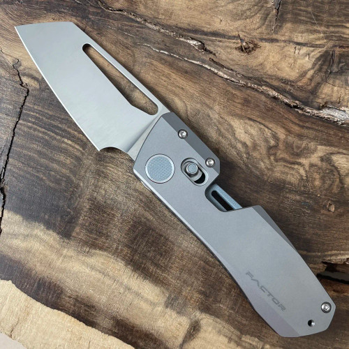 Winterblade Factor M-Lock Sandblasted Titanium Handle w/ Gray G-10 Accents Satin Blade