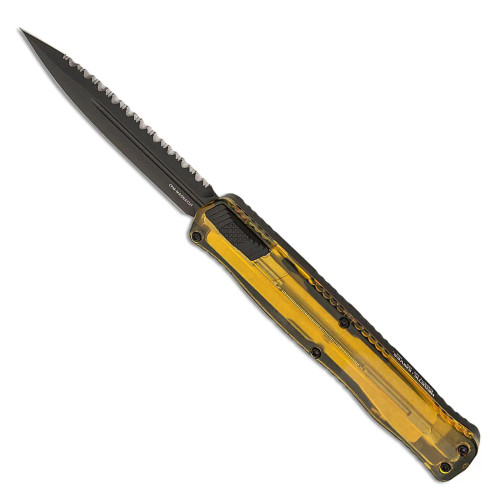 Heretic Knives Cleric II D/E Black w/ Ultem Top Cover/Inlay DLC Full Serrated Blade Iconoclast Series H020-6C-ULTEM