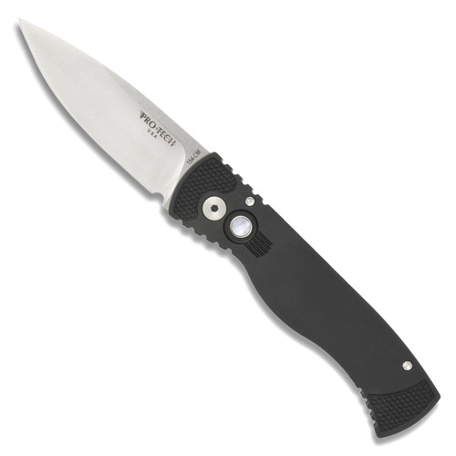 Pro-Tech TR-2LTD Black Handle Satin Blade Pearl Button Limited Edition