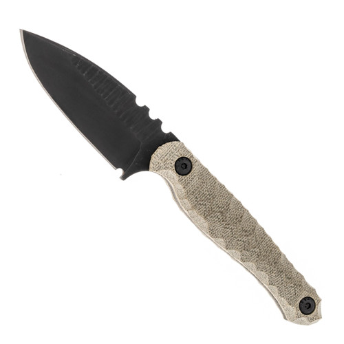 Wachtman Knife & Tool Eddy 2 Fixed Blade OD Green Micarta Black Stonewash Textured Blade