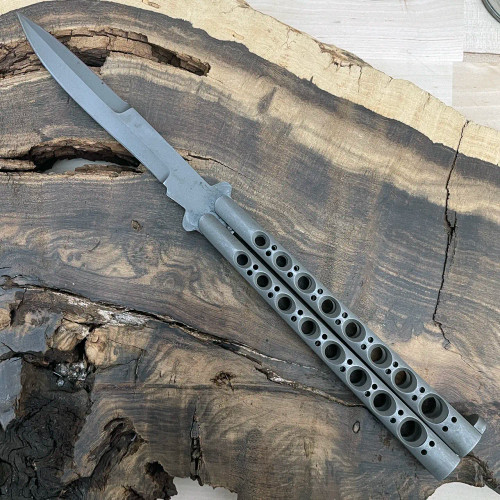 Benchmade Balisong Inc Jody Samson Custom Butterfly Weehawk Military Finish Stainless Steel Handle Hand Ground 5" Military Finish Blade Vintage (Pre-Owned) #2
