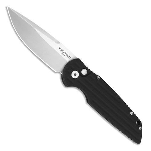 Pro-Tech TR-3 LTD Black Handle Satin Blade Pearl Button Limited Edition
