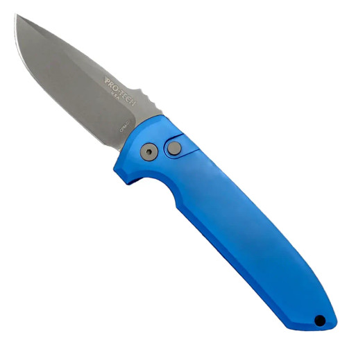 Pro-Tech Les George Rockeye Auto Solid Blue Handle Smoky Grey DLC CPM-D2 Blade LG321-D2-BLUE