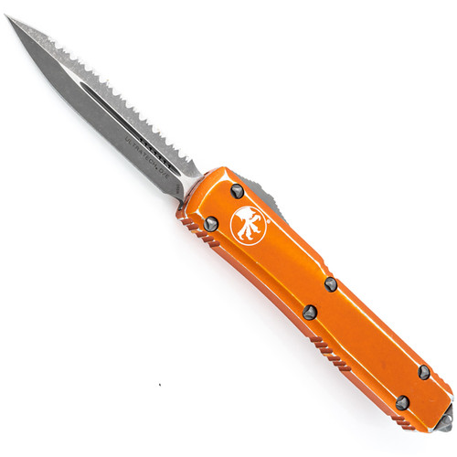 Microtech Ultratech D/E Distressed Orange Apocalyptic Full Serrated 122-12DOR