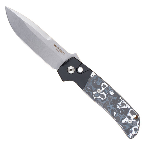 Pro-Tech Terzuola ATCF Auto Black Handle w/ White Storm Fat Carbon Inlays Stonewash MagnaCut Blade BT2731-WS