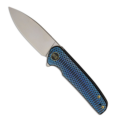 We Knife Co. Shakan Frame Lock Black/Blue Machined Titanium Handle Bead Blast Blade Limited Edition WE20052C-1