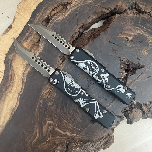 Microtech UTX-85 Death Card Hellhound and Warhound Set Bronzed Apocalyptic Standard Signature Series 719-13SETDCS