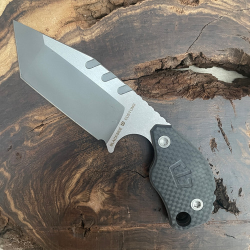 Blackside Customs Strider Knives SLCC Fixed Blade Tanto Carbon Fiber Handle Two Tone Gray Matter Blade SLCC2TONECF