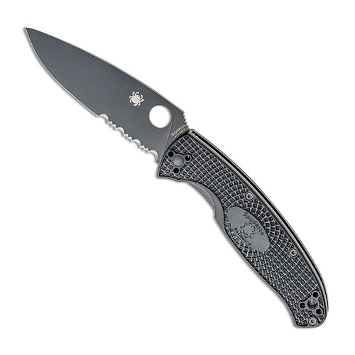 Spyderco Resilience Lightweight Liner Lock Black FRN Handle Black Combo Blade C142PSBBK