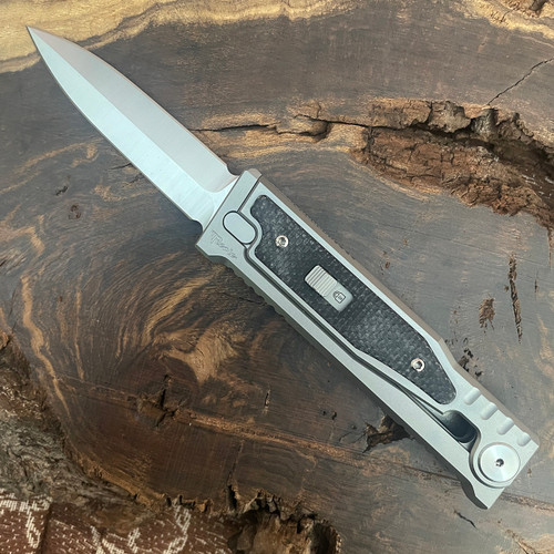 Reate EXO M D/E Gravity Knife Titanium Handle w/ Black Micarta Inlay Satin Standard Blade