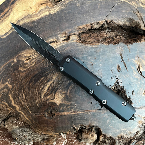 Microtech UTX-85 D/E Shadow DLC Damascus Standard DLC Hardware 232-16DLCTSH