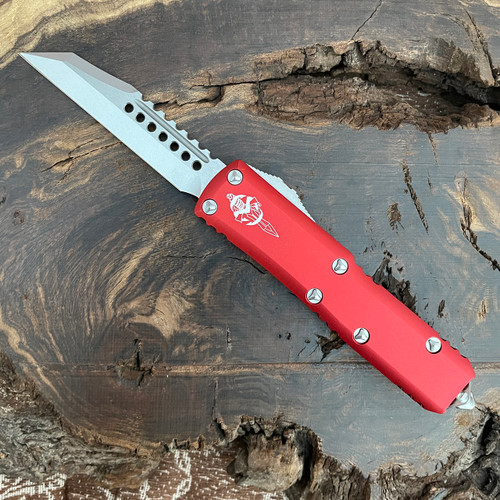 Microtech UTX-85 Warhound Red Stonewash Standard Signature Series 719W-10RDS