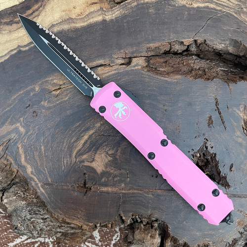 Microtech Ultratech D/E Cerakote Pink Black Full Serrated 122-3BPK