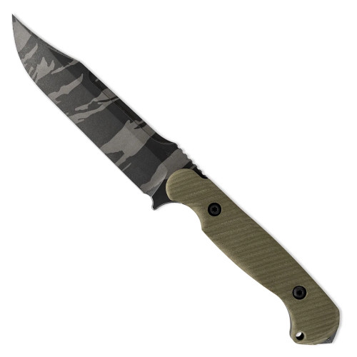 Toor Knives Valor Fixed Blade Jungle Green G10 Handle Tiger Stripe Camo Black Oxide Blade