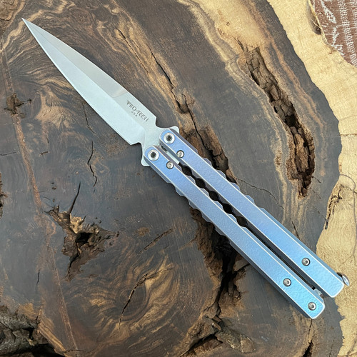 Pro-Tech FlyFather Light to Dark Blue Fade Titanium Orange Peel Finish Limited Edition FF4 (Pre-Owned)