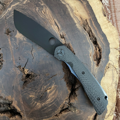 Spyderco Subvert Liner Lock Carbon Fiber Handles w/ Faded Distressed Electro Ano Titanium Liners Acidwash Hand Rubbed DLC Blade w/ DLC Hardware AE Custom Shop C239CFP-MOD