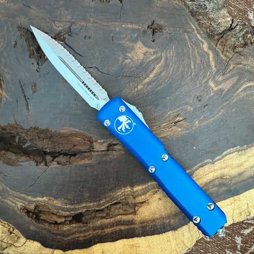 Microtech Ultratech D/E Blue Stonewash Full Serrated 122-12BL