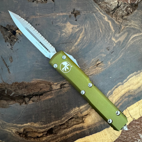 Microtech Ultratech D/E OD Green Stonewash Full Serrated 122-12OD