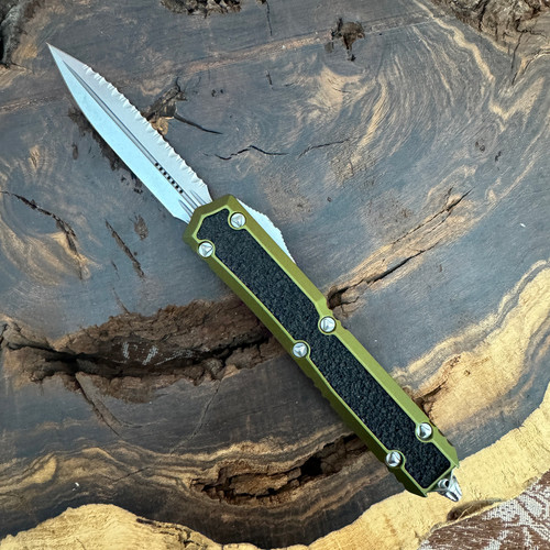 Microtech Makora D/E OD Green Stonewash Full Serrated Nickel Boron Internals Signature Series 206-12ODS