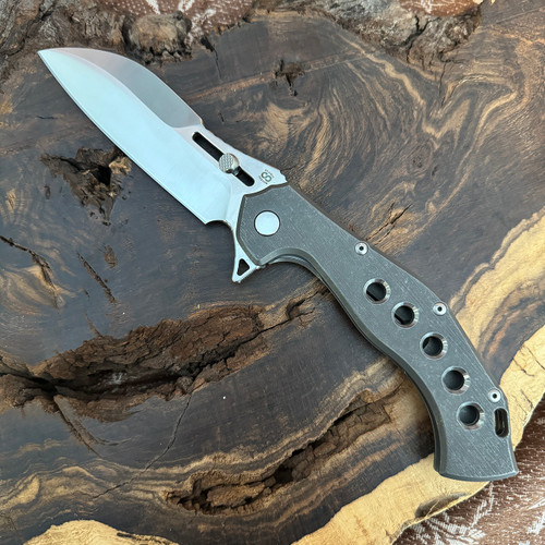 Olamic Custom Knives Soloist Tactical Frame Lock Acidwash Titanium Handle Satin Scout Blade (Pre-Owned)