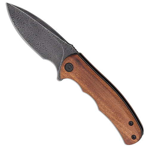 Civivi Mini Praxis Liner Lock Guibourtia Wood Handle Black Hand Rubbed Damascus Blade C18026C-DS1