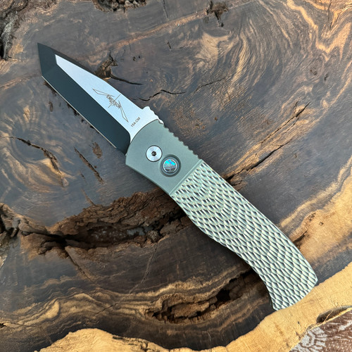 Pro-Tech Custom Emerson 002 CQC7 Auto Maker's Choice Bronzed Jigged Titanium DLC Blade