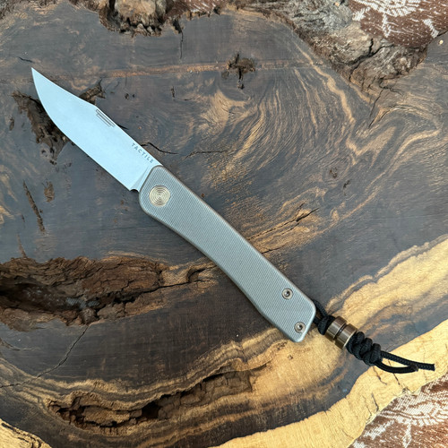 Tactile Knife Co. Bexar Slip Joint Folder Stonewash Titanium Handle w/ Bronze Hardware and Bead Stonewash Magnacut Blade