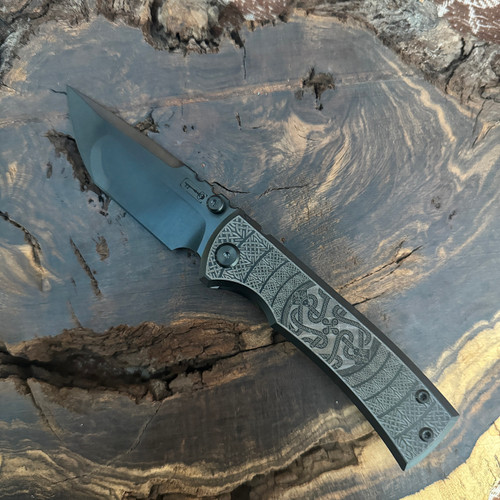 Chaves Ultramar Redencion Street Framelock T/E DLC Titanium Handle DLC Blade Celtic Snake Engraved AE Custom Shop ST/RT/SWTI/BF