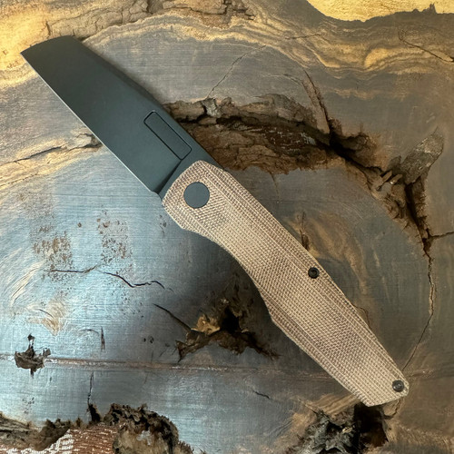 Vero Engineering Axon Liner Lock Natural Micarta Handle DLC Blade