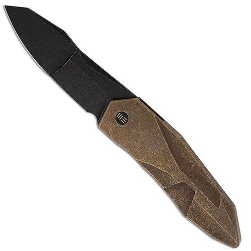 We Knife Co. Solid Frame Lock Bronze Titanium Integral Handle Blackwashed Blade WE22028-3