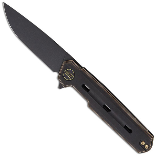 We Knife Co. Navo Liner Lock Bronze/Black Titanium Handle Blackwashed Blade WE22026-3