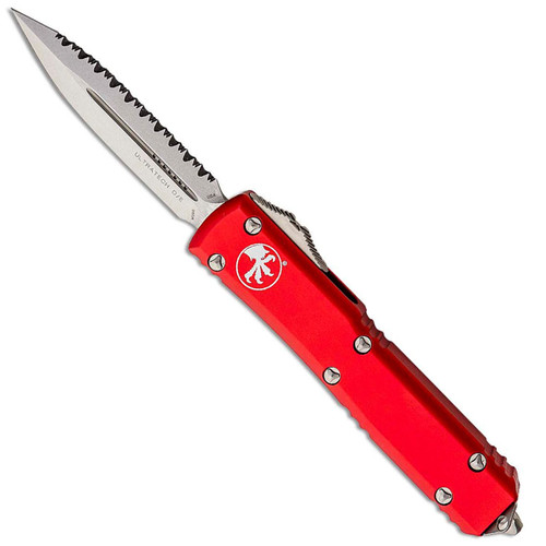 Microtech Ultratech D/E Red Stonewash Full Serrated 122-12RD