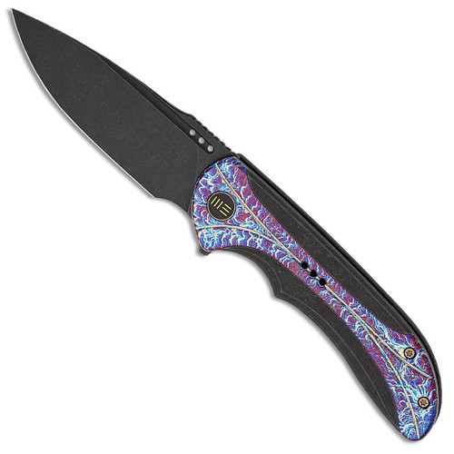 We Knife Co. Equivik Frame Lock Black Titanium Handle With Aluminum Flamed Titanium Inlay Blackwashed Blade WE23020-2