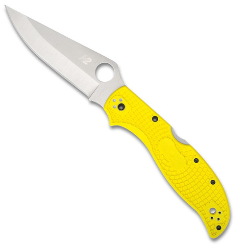 Spyderco Stretch 2XL Salt Lightweight Lock Back Yellow FRN Handle Satin H2 Blade C258PYL