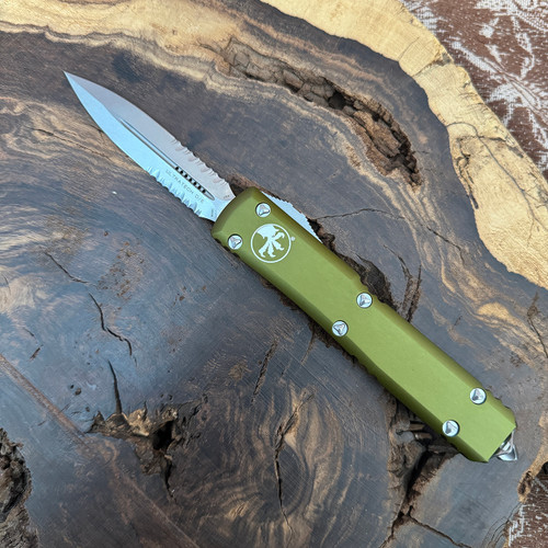 Microtech Ultratech D/E OD Green Stonewash Serrated 122-11OD