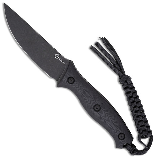 Civivi Stormridge Fixed Blade Black G10 Handles Blackwashed Blade C23041-1