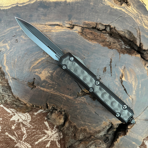 Microtech Makora D/E Shadow Black Handle w/ DLC Bubble Inlays DLC Standard Blade Nickel Boron Internals Signature Series 206-1DLCTBISH