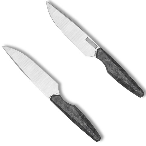 Vero Engineering Utility 5" Kitchen Knife Marbled Carbon Fiber Handle Belt Satin Blade