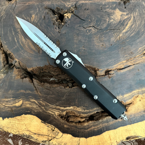 Microtech UTX-85 D/E Black Handle Serrated Satin Blade 232-5