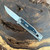 Reate EXO M S/E Gravity Knife Titanium Handle w/ Blue Black G10 Damascus Pattern Inlay Satin Standard Blade