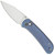 We Knife Co. Qubit Button Lock Blue Titanium Handle Hand Rubbed Satin Blade WE22030F-3