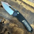 Heretic Knives Custom Pariah Manual S/E Black Aluminum Handle w/ Meteorite & Gold Inlays Mirror Polish Blade Abalone Button