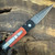 Pro-Tech Godson Custom Black Aluminum Handle w/ Red Apple Coral Inlays Chad Nichols Damascus Blade Mosaic Button 750-RAC