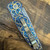 Pro-Tech TR-3.005 Ultimate Custom Titanium 2023 Blue Anodized Titanium Frame w/ 24kt Inlay and Bruce Shaw Hand Engraving w/ Inset American Gold Eagle Coin Mike Irie Handground Damasteel Blade Canary Diamond Inlay Button