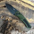 Heretic Knives Pariah Auto OD Green Handle w/ Black Grip Inlays Black Blade H048-4A-GRN