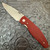 Three Rivers Manufacturing TRM Atom Liner Lock Lizard Skin Textured Ruby Red G10 Scales Stonewashed MagnaCut Blade