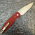 Three Rivers Manufacturing TRM Atom Liner Lock Lizard Skin Textured Ruby Red G10 Scales Stonewashed MagnaCut Blade