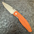 Three Rivers Manufacturing TRM Atom Liner Lock Lizard Skin Textured Autumn Orange Micarta Scales Stonewashed MagnaCut Blade