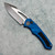Heretic Knives Pariah Manual Button Lock S/E Blue Handle Standard Battleworn Blade H046-5A-BLU