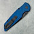 Pro-Tech TR-3 Integrity Button Lock Relic Textured Blue Handle DLC Blade INT106-BLUE